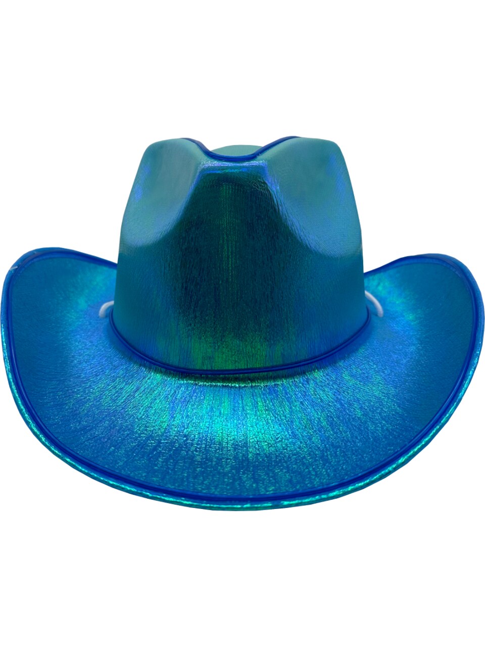 Adult's Blue Cowboy Hat With Party Wire EL Light Up Trim Costume Accessory